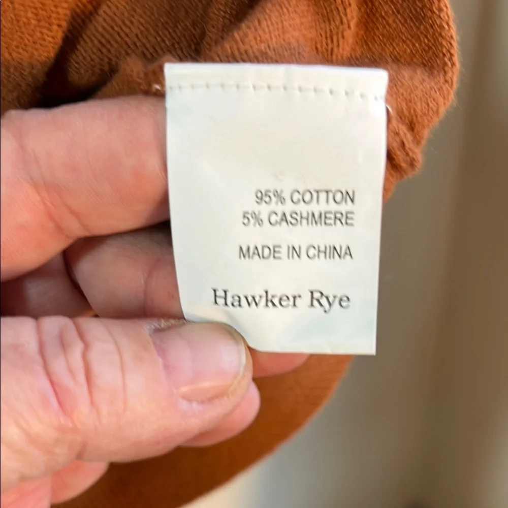 Hawker Rye Cotton Cashmere Rust Men's V-Neck‎ Sweater L